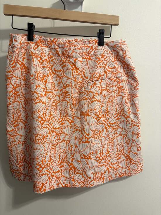 Coral Bay Golf Women's Orange and White Butterfly Floral Print Skort Size 8 - Picture 2 of 3